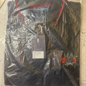 Psycho Bunny Black Polo with Red Roses